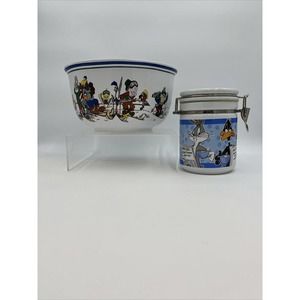 Warner Bros Looney Tunes Ceramic Bowl ‘94 amd Jar ‘97